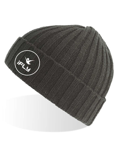 WINTER CHARCOAL RIBBED LOGO BEANIE